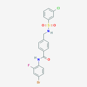 molecular formula C20H15BrClFN2O3S B492819 N-(4-bromo-2-fluorophenyl)-4-({[(3-chlorophenyl)sulfonyl]amino}methyl)benzamide 