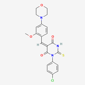 molecular formula C22H20ClN3O4S B4928193 1-(4-chlorophenyl)-5-[2-methoxy-4-(4-morpholinyl)benzylidene]-2-thioxodihydro-4,6(1H,5H)-pyrimidinedione 