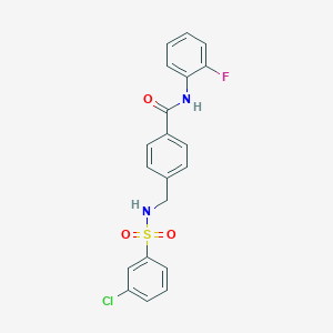 molecular formula C20H16ClFN2O3S B492820 4-[[(3-chlorophenyl)sulfonylamino]methyl]-N-(2-fluorophenyl)benzamide CAS No. 690245-45-5