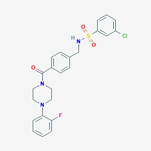 molecular formula C24H23ClFN3O3S B492822 3-chloro-N-(4-(4-(2-fluorophenyl)piperazine-1-carbonyl)benzyl)benzenesulfonamide CAS No. 690245-50-2