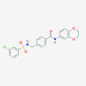 molecular formula C22H19ClN2O5S B492823 4-[(3-chlorobenzenesulfonamido)methyl]-N-(2,3-dihydro-1,4-benzodioxin-6-yl)benzamide CAS No. 690245-52-4
