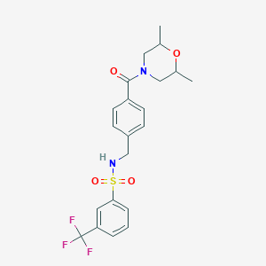 molecular formula C21H23F3N2O4S B492827 N-{4-[(2,6-dimethyl-4-morpholinyl)carbonyl]benzyl}-3-(trifluoromethyl)benzenesulfonamide CAS No. 690245-31-9