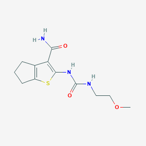 molecular formula C12H17N3O3S B4928292 2-({[(2-methoxyethyl)amino]carbonyl}amino)-5,6-dihydro-4H-cyclopenta[b]thiophene-3-carboxamide 
