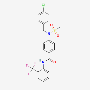 molecular formula C22H18ClF3N2O3S B4928306 4-[(4-chlorobenzyl)(methylsulfonyl)amino]-N-[2-(trifluoromethyl)phenyl]benzamide 