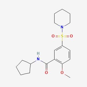 molecular formula C18H26N2O4S B4928309 N-cyclopentyl-2-methoxy-5-(1-piperidinylsulfonyl)benzamide 