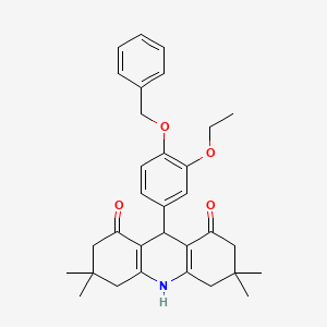 molecular formula C32H37NO4 B4928313 9-[4-(benzyloxy)-3-ethoxyphenyl]-3,3,6,6-tetramethyl-3,4,6,7,9,10-hexahydro-1,8(2H,5H)-acridinedione 