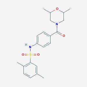 molecular formula C21H26N2O4S B492832 N-(4-(2,6-dimethylmorpholine-4-carbonyl)phenyl)-2,5-dimethylbenzenesulfonamide CAS No. 690245-05-7