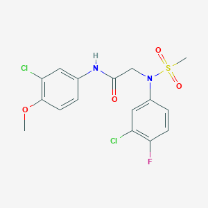 molecular formula C16H15Cl2FN2O4S B4928334 N~2~-(3-chloro-4-fluorophenyl)-N~1~-(3-chloro-4-methoxyphenyl)-N~2~-(methylsulfonyl)glycinamide 