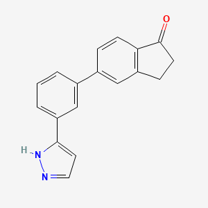molecular formula C18H14N2O B4928340 5-[3-(1H-pyrazol-3-yl)phenyl]-1-indanone 