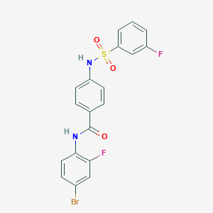 molecular formula C19H13BrF2N2O3S B492835 N-(4-bromo-2-fluorophenyl)-4-{[(3-fluorophenyl)sulfonyl]amino}benzamide 