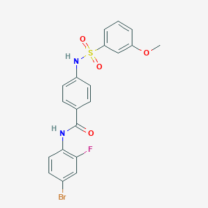molecular formula C20H16BrFN2O4S B492837 N-(4-bromo-2-fluorophenyl)-4-[(3-methoxyphenyl)sulfonylamino]benzamide CAS No. 690962-43-7