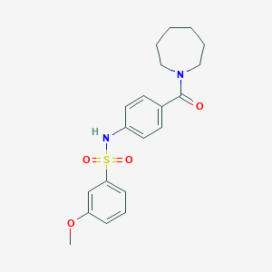 molecular formula C20H24N2O4S B492838 N-[4-(1-azepanylcarbonyl)phenyl]-3-methoxybenzenesulfonamide 