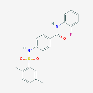 molecular formula C21H19FN2O3S B492839 4-[(2,5-dimethylphenyl)sulfonylamino]-N-(2-fluorophenyl)benzamide CAS No. 690245-01-3