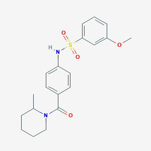 molecular formula C20H24N2O4S B492840 3-methoxy-N-(4-(2-methylpiperidine-1-carbonyl)phenyl)benzenesulfonamide CAS No. 690962-49-3