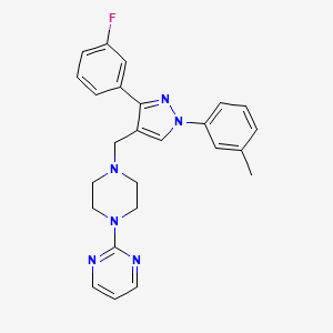molecular formula C25H25FN6 B4928410 2-(4-{[3-(3-fluorophenyl)-1-(3-methylphenyl)-1H-pyrazol-4-yl]methyl}-1-piperazinyl)pyrimidine 