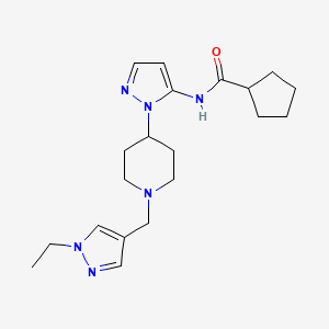 molecular formula C20H30N6O B4928438 N-(1-{1-[(1-ethyl-1H-pyrazol-4-yl)methyl]-4-piperidinyl}-1H-pyrazol-5-yl)cyclopentanecarboxamide 