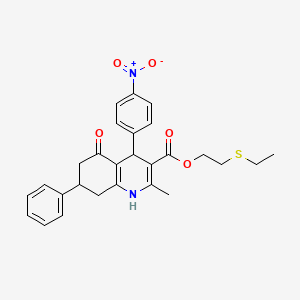 2-(ethylthio)ethyl 2-methyl-4-(4-nitrophenyl)-5-oxo-7-phenyl-1,4,5,6,7,8-hexahydro-3-quinolinecarboxylate