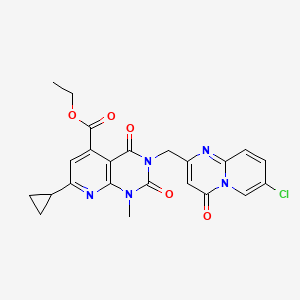 ethyl 3-[(7-chloro-4-oxo-4H-pyrido[1,2-a]pyrimidin-2-yl)methyl]-7-cyclopropyl-1-methyl-2,4-dioxo-1,2,3,4-tetrahydropyrido[2,3-d]pyrimidine-5-carboxylate
