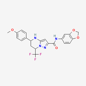 molecular formula C22H19F3N4O4 B4928500 N-1,3-benzodioxol-5-yl-5-(4-methoxyphenyl)-7-(trifluoromethyl)-4,5,6,7-tetrahydropyrazolo[1,5-a]pyrimidine-2-carboxamide 