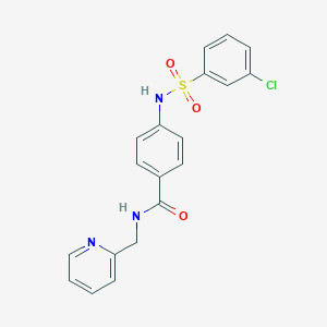 molecular formula C19H16ClN3O3S B492851 4-[(3-chlorophenyl)sulfonylamino]-N-(pyridin-2-ylmethyl)benzamide 