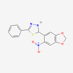 molecular formula C15H11N3O4S B4928521 2-(6-nitro-1,3-benzodioxol-5-yl)-5-phenyl-2,3-dihydro-1,3,4-thiadiazole 