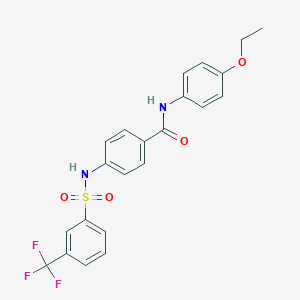 molecular formula C22H19F3N2O4S B492853 N-(4-ethoxyphenyl)-4-[[3-(trifluoromethyl)phenyl]sulfonylamino]benzamide CAS No. 690962-26-6