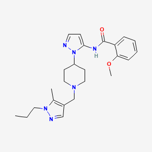 molecular formula C24H32N6O2 B4928531 2-methoxy-N-(1-{1-[(5-methyl-1-propyl-1H-pyrazol-4-yl)methyl]-4-piperidinyl}-1H-pyrazol-5-yl)benzamide 