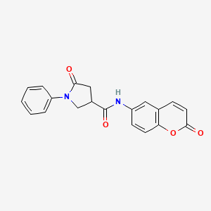 molecular formula C20H16N2O4 B4928586 5-oxo-N-(2-oxo-2H-chromen-6-yl)-1-phenyl-3-pyrrolidinecarboxamide 