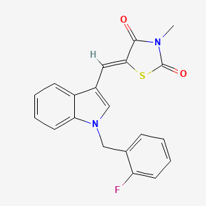 molecular formula C20H15FN2O2S B4928602 5-{[1-(2-fluorobenzyl)-1H-indol-3-yl]methylene}-3-methyl-1,3-thiazolidine-2,4-dione 