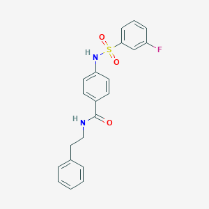 4-{[(3-fluorophenyl)sulfonyl]amino}-N-(2-phenylethyl)benzamide
