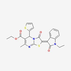 molecular formula C24H21N3O4S2 B4928644 ethyl 2-(1-ethyl-2-oxo-1,2-dihydro-3H-indol-3-ylidene)-7-methyl-3-oxo-5-(2-thienyl)-2,3-dihydro-5H-[1,3]thiazolo[3,2-a]pyrimidine-6-carboxylate 