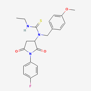 molecular formula C21H22FN3O3S B4928661 N'-ethyl-N-[1-(4-fluorophenyl)-2,5-dioxo-3-pyrrolidinyl]-N-(4-methoxybenzyl)thiourea 