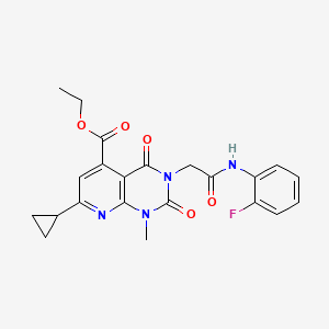 molecular formula C22H21FN4O5 B4928688 ethyl 7-cyclopropyl-3-{2-[(2-fluorophenyl)amino]-2-oxoethyl}-1-methyl-2,4-dioxo-1,2,3,4-tetrahydropyrido[2,3-d]pyrimidine-5-carboxylate 