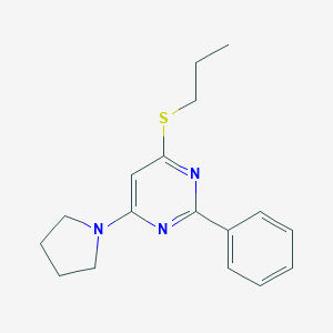 molecular formula C17H21N3S B492874 2-Phenyl-6-(1-pyrrolidinyl)-4-pyrimidinyl propyl sulfide 