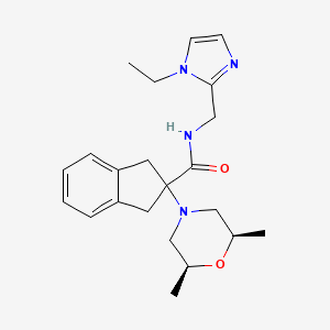 2-[(2R*,6S*)-2,6-dimethyl-4-morpholinyl]-N-[(1-ethyl-1H-imidazol-2-yl)methyl]-2-indanecarboxamide