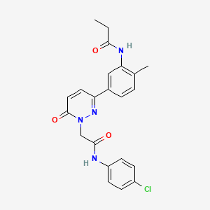 molecular formula C22H21ClN4O3 B4928787 N-[5-(1-{2-[(4-chlorophenyl)amino]-2-oxoethyl}-6-oxo-1,6-dihydro-3-pyridazinyl)-2-methylphenyl]propanamide 