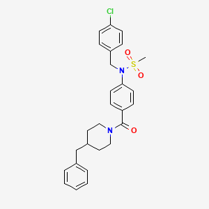 molecular formula C27H29ClN2O3S B4928795 N-{4-[(4-benzyl-1-piperidinyl)carbonyl]phenyl}-N-(4-chlorobenzyl)methanesulfonamide 