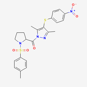 3,5-dimethyl-1-{1-[(4-methylphenyl)sulfonyl]prolyl}-4-[(4-nitrophenyl)thio]-1H-pyrazole