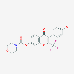 molecular formula C22H18F3NO6 B492893 3-(4-methoxyphenyl)-4-oxo-2-(trifluoromethyl)-4H-chromen-7-yl 4-morpholinecarboxylate CAS No. 724740-90-3