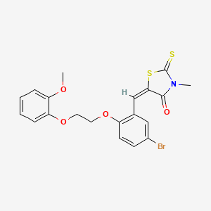 (5E)-5-({5-Bromo-2-[2-(2-methoxyphenoxy)ethoxy]phenyl}methylidene)-3-methyl-2-sulfanylidene-1,3-thiazolidin-4-one