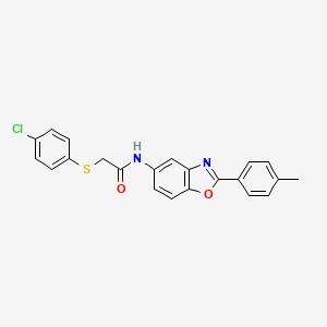 molecular formula C22H17ClN2O2S B4928995 2-[(4-chlorophenyl)thio]-N-[2-(4-methylphenyl)-1,3-benzoxazol-5-yl]acetamide 