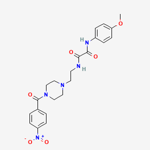 molecular formula C22H25N5O6 B4929006 N-(4-methoxyphenyl)-N'-{2-[4-(4-nitrobenzoyl)-1-piperazinyl]ethyl}ethanediamide 