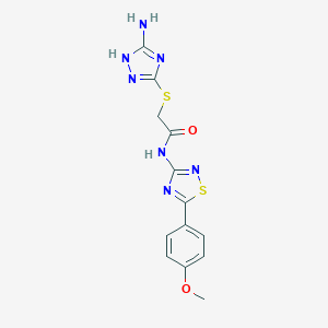 molecular formula C13H13N7O2S2 B492902 2-[(5-amino-1H-1,2,4-triazol-3-yl)sulfanyl]-N-[5-(4-methoxyphenyl)-1,2,4-thiadiazol-3-yl]acetamide 