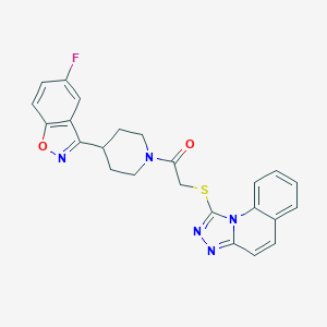 molecular formula C24H20FN5O2S B492909 1-[4-(5-Fluoro-1,2-benzoxazol-3-yl)piperidin-1-yl]-2-([1,2,4]triazolo[4,3-a]quinolin-1-ylsulfanyl)ethanone CAS No. 690647-09-7