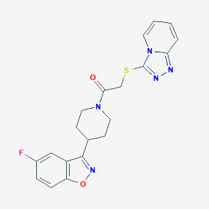molecular formula C20H18FN5O2S B492912 1-[4-(5-Fluoro-1,2-benzoxazol-3-yl)piperidin-1-yl]-2-([1,2,4]triazolo[4,3-a]pyridin-3-ylsulfanyl)ethanone CAS No. 690647-07-5