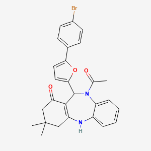 molecular formula C27H25BrN2O3 B4929125 10-acetyl-11-[5-(4-bromophenyl)-2-furyl]-3,3-dimethyl-2,3,4,5,10,11-hexahydro-1H-dibenzo[b,e][1,4]diazepin-1-one 