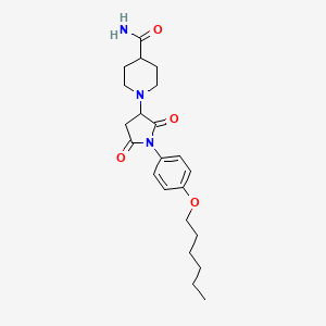 molecular formula C22H31N3O4 B4929158 1-{1-[4-(hexyloxy)phenyl]-2,5-dioxo-3-pyrrolidinyl}-4-piperidinecarboxamide CAS No. 5606-83-7