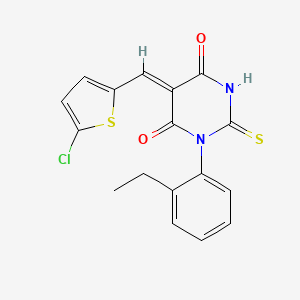 molecular formula C17H13ClN2O2S2 B4929175 5-[(5-chloro-2-thienyl)methylene]-1-(2-ethylphenyl)-2-thioxodihydro-4,6(1H,5H)-pyrimidinedione 