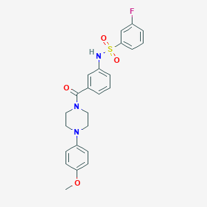 molecular formula C24H24FN3O4S B492918 3-fluoro-N-(3-(4-(4-methoxyphenyl)piperazine-1-carbonyl)phenyl)benzenesulfonamide CAS No. 690643-51-7