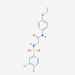 molecular formula C16H16ClFN2O4S B492920 2-[(3-chloro-4-fluorophenyl)sulfonylamino]-N-(4-ethoxyphenyl)acetamide CAS No. 690647-37-1